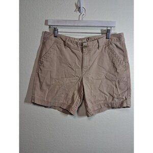 Eddie Bauer Khakis Shorts Summer Casual Flat Front Tan Beige Women's Size 8